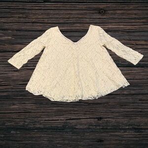 American Eagle Boho Lace Babydoll Top Cream Cottagecore Small
